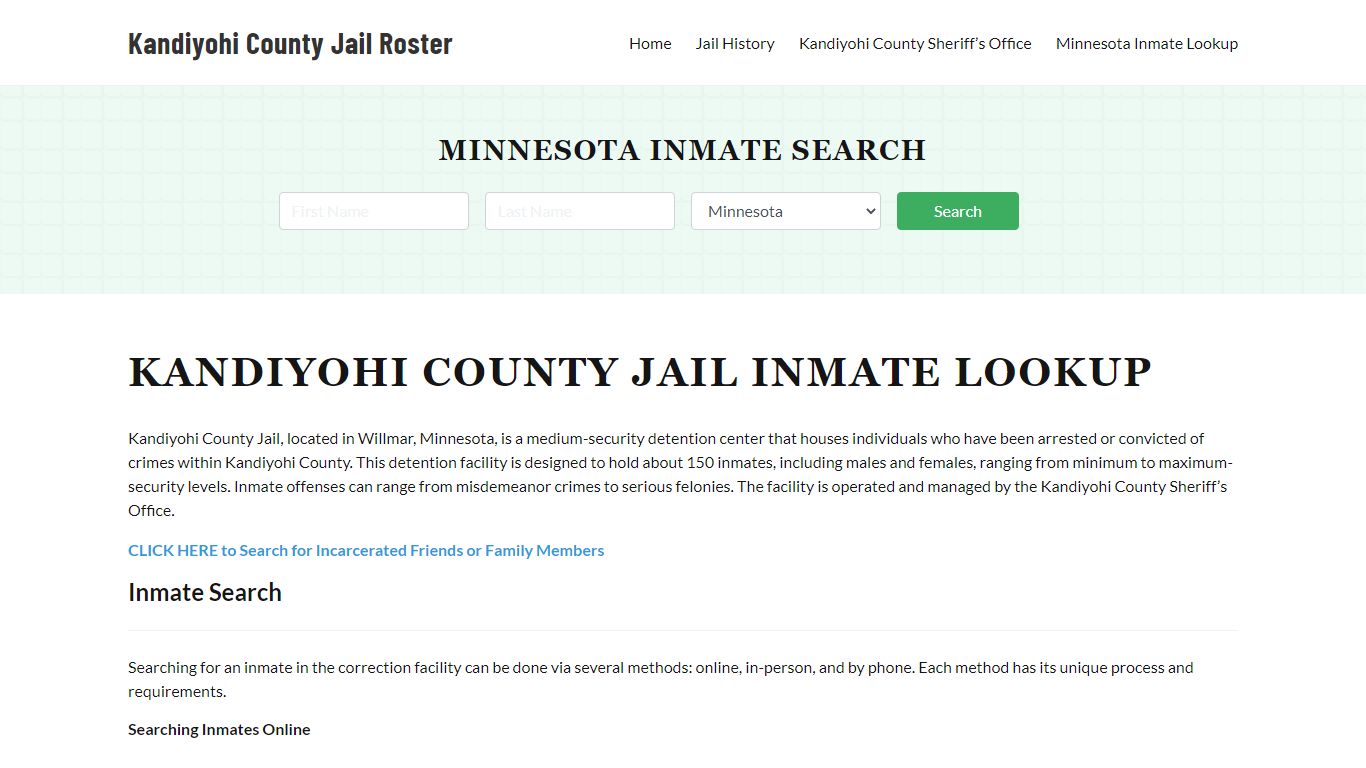 Kandiyohi County Jail Roster Lookup, MN, Inmate Search