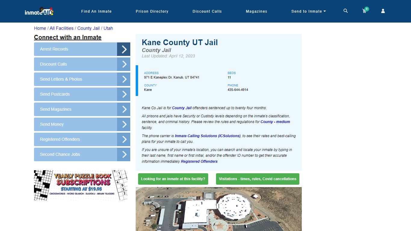 Kane County UT Jail - Inmate Locator - Kanub, UT