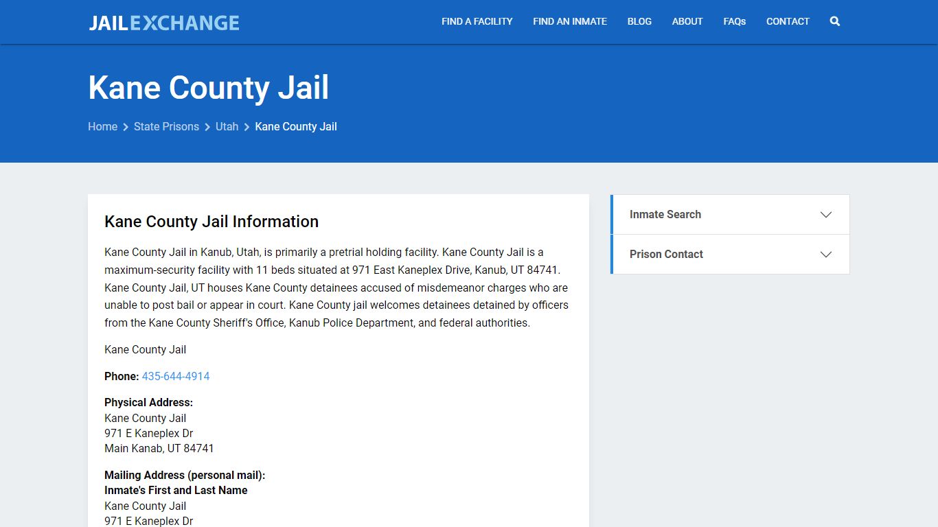 Kane County Jail Inmate Search, UT - Jail Exchange
