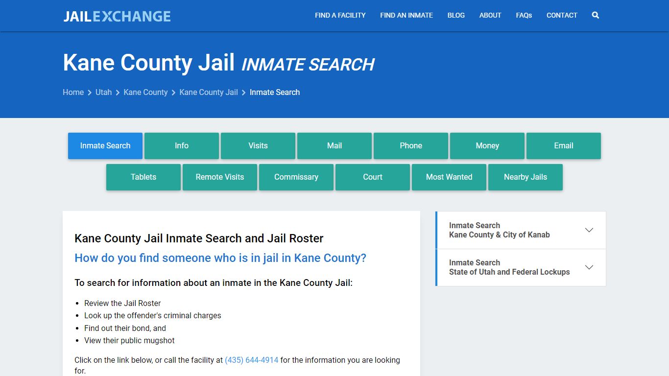 Inmate Search: Roster & Mugshots - Kane County Jail, UT