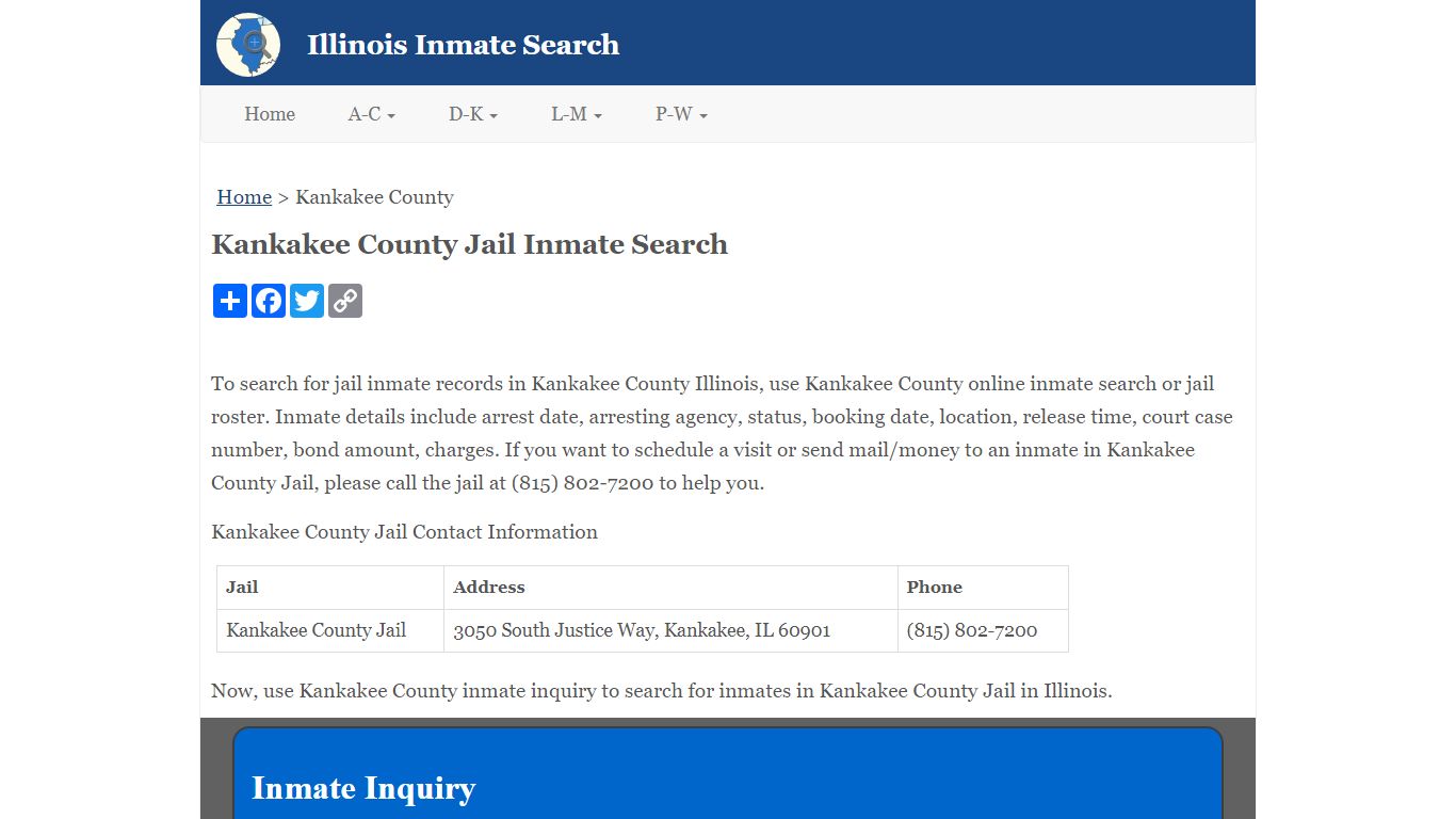 Kankakee County Jail Inmate Search