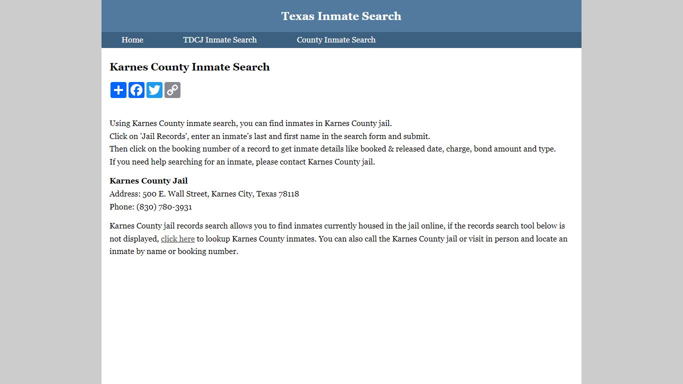 Karnes County Inmate Search