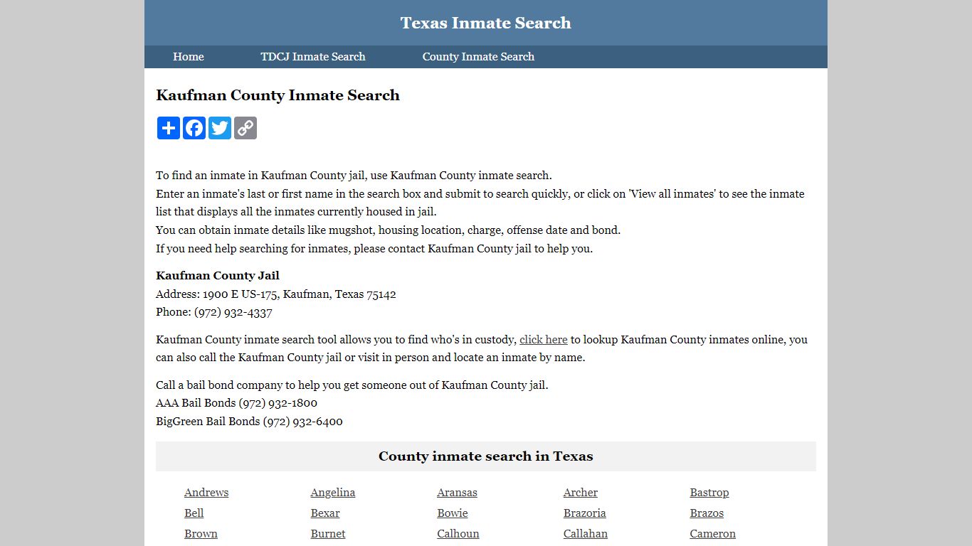 Kaufman County Inmate Search