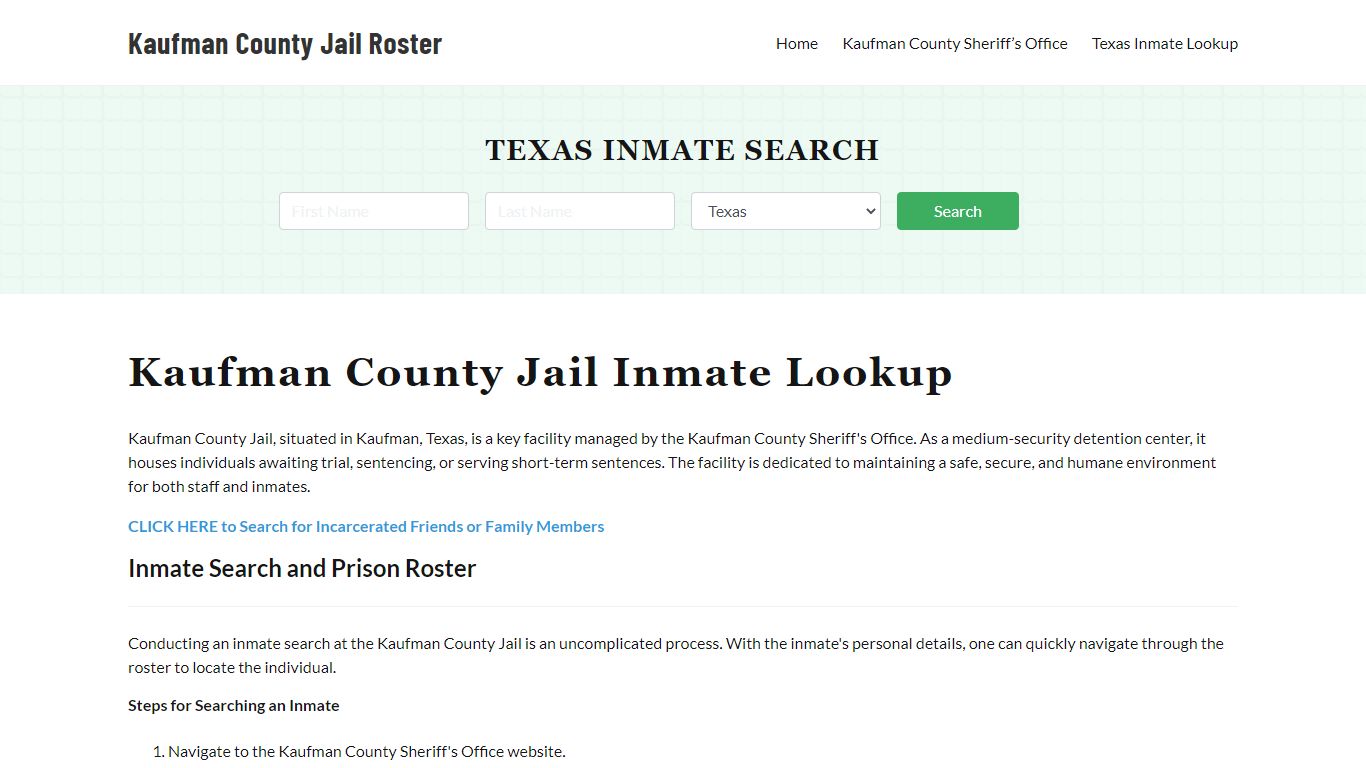 Kaufman County Jail Roster Lookup, TX, Inmate Search