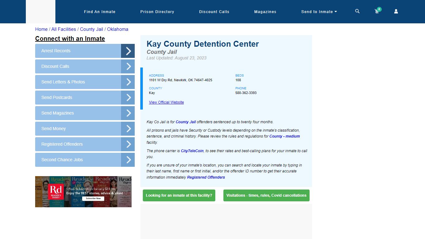 Kay County Detention Center - Inmate Locator - Newkirk, OK