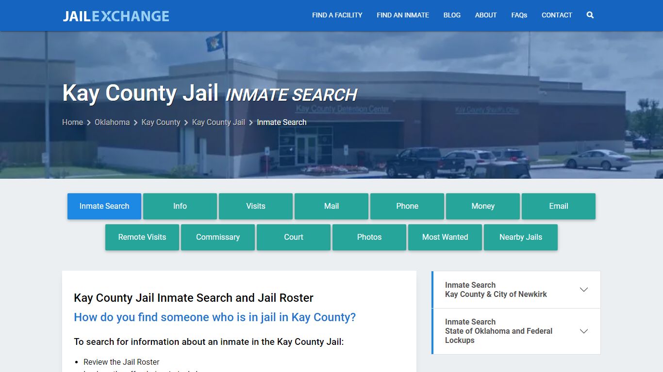 Inmate Search: Roster & Mugshots - Kay County Jail, OK