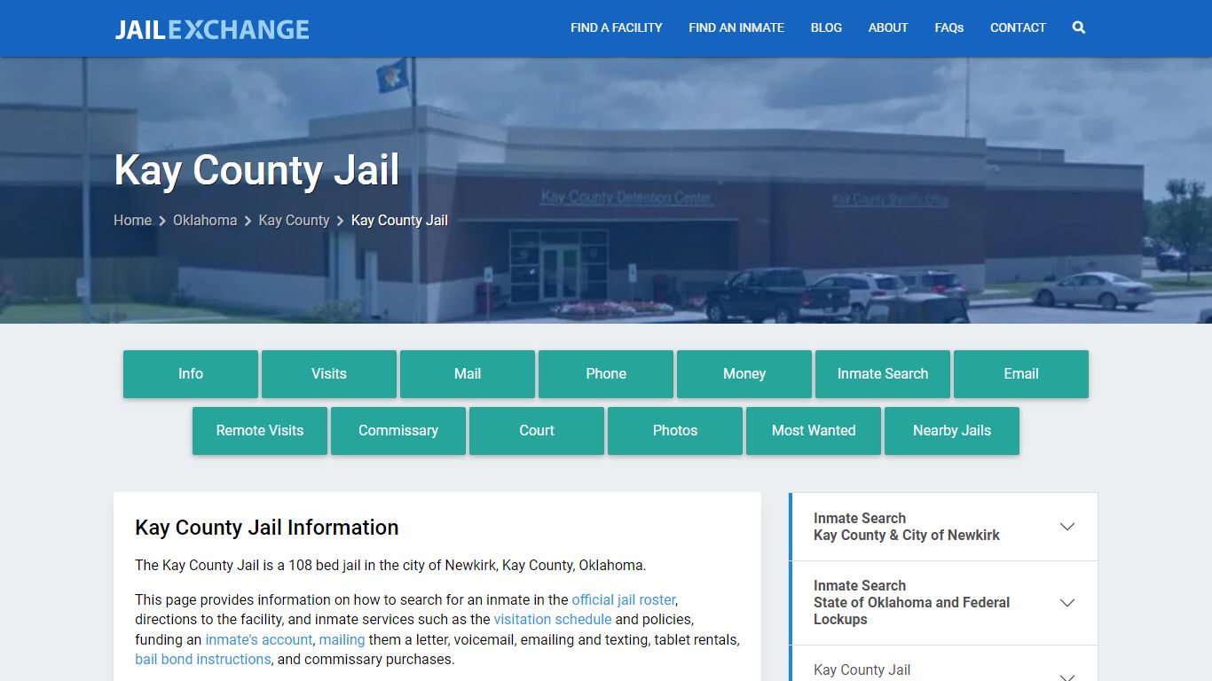 Kay County Jail, OK Inmate Search, Information