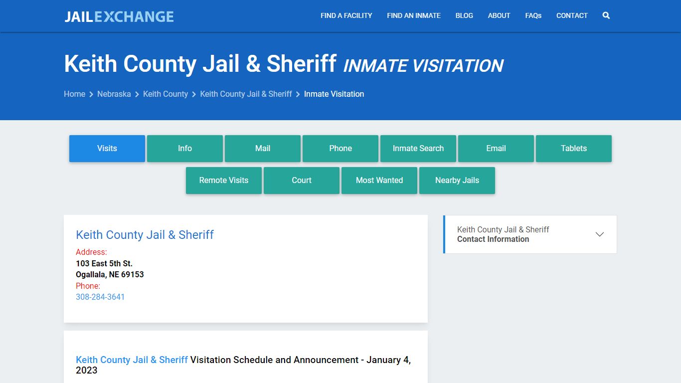 Inmate Visitation - Keith County Jail & Sheriff, NE - Jail Exchange