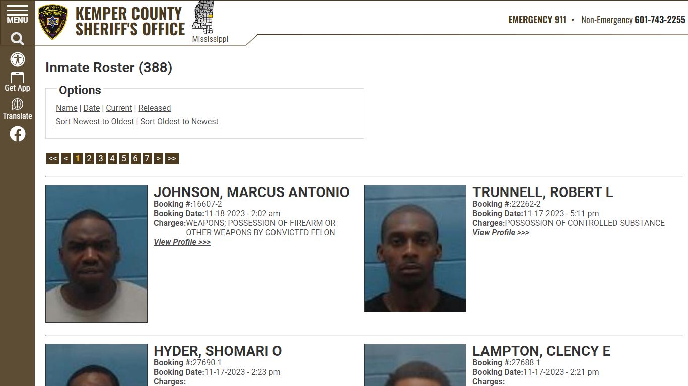 Inmate Roster (386) - Kemper County Sheriff