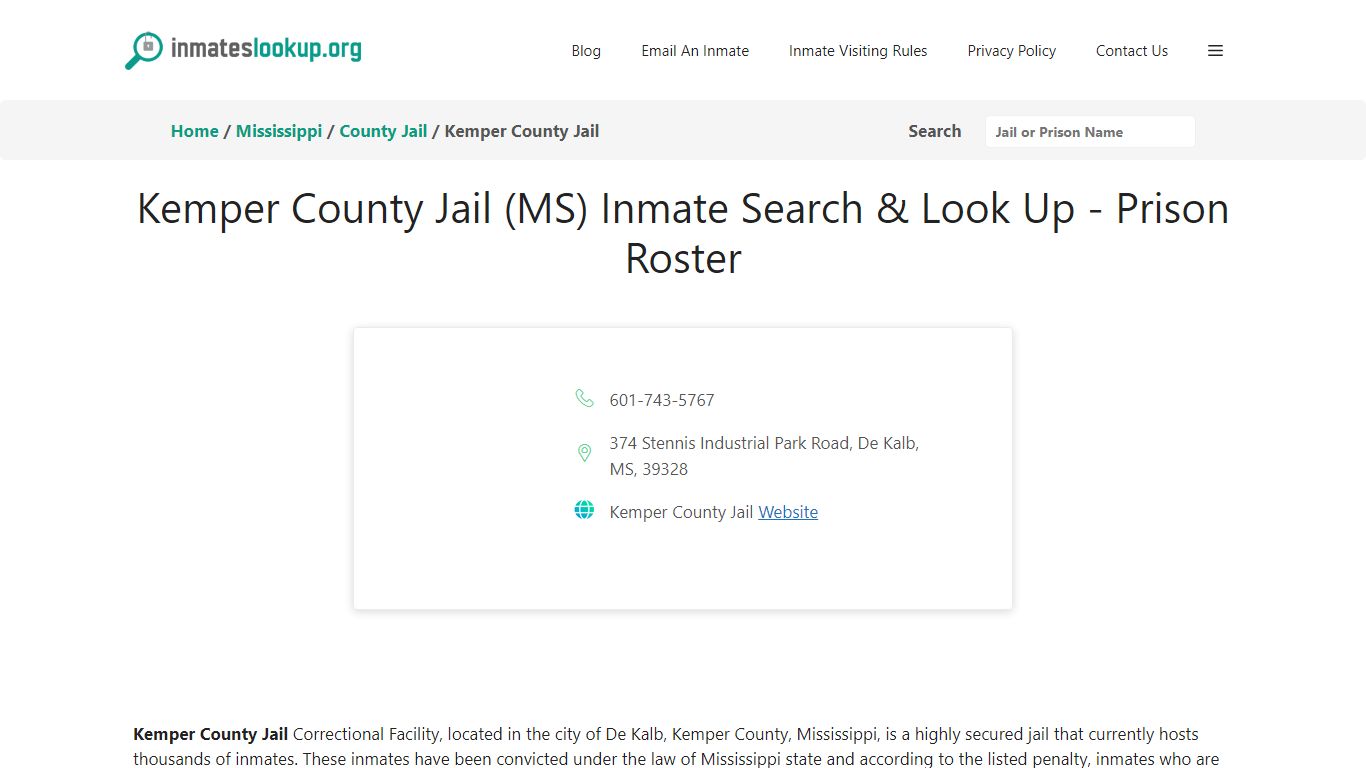 Kemper County Jail (MS) Inmate Search & Look Up - Prison Roster