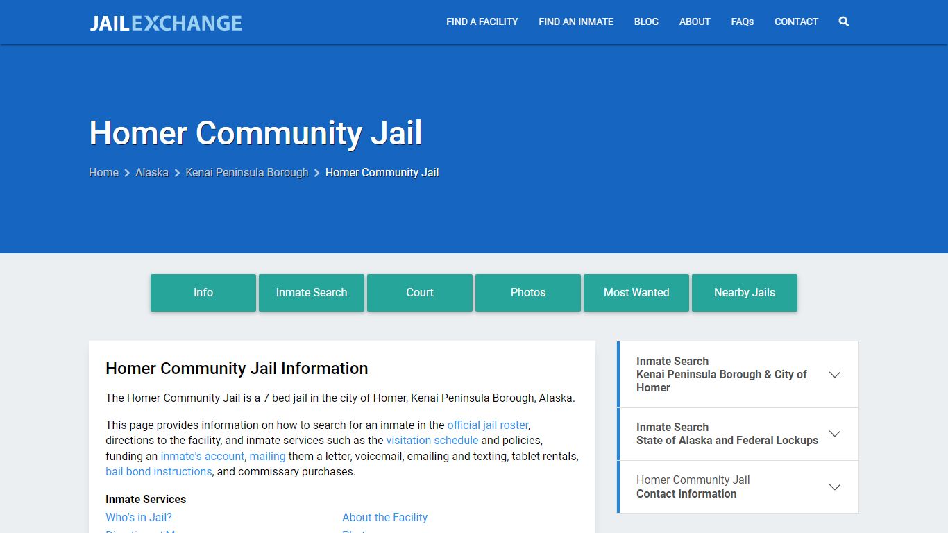 Homer Community Jail, AK Inmate Search, Information