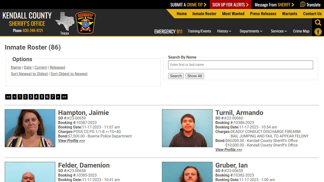 Inmate Roster - Current Inmates Booking Date Descending - Kendall ...