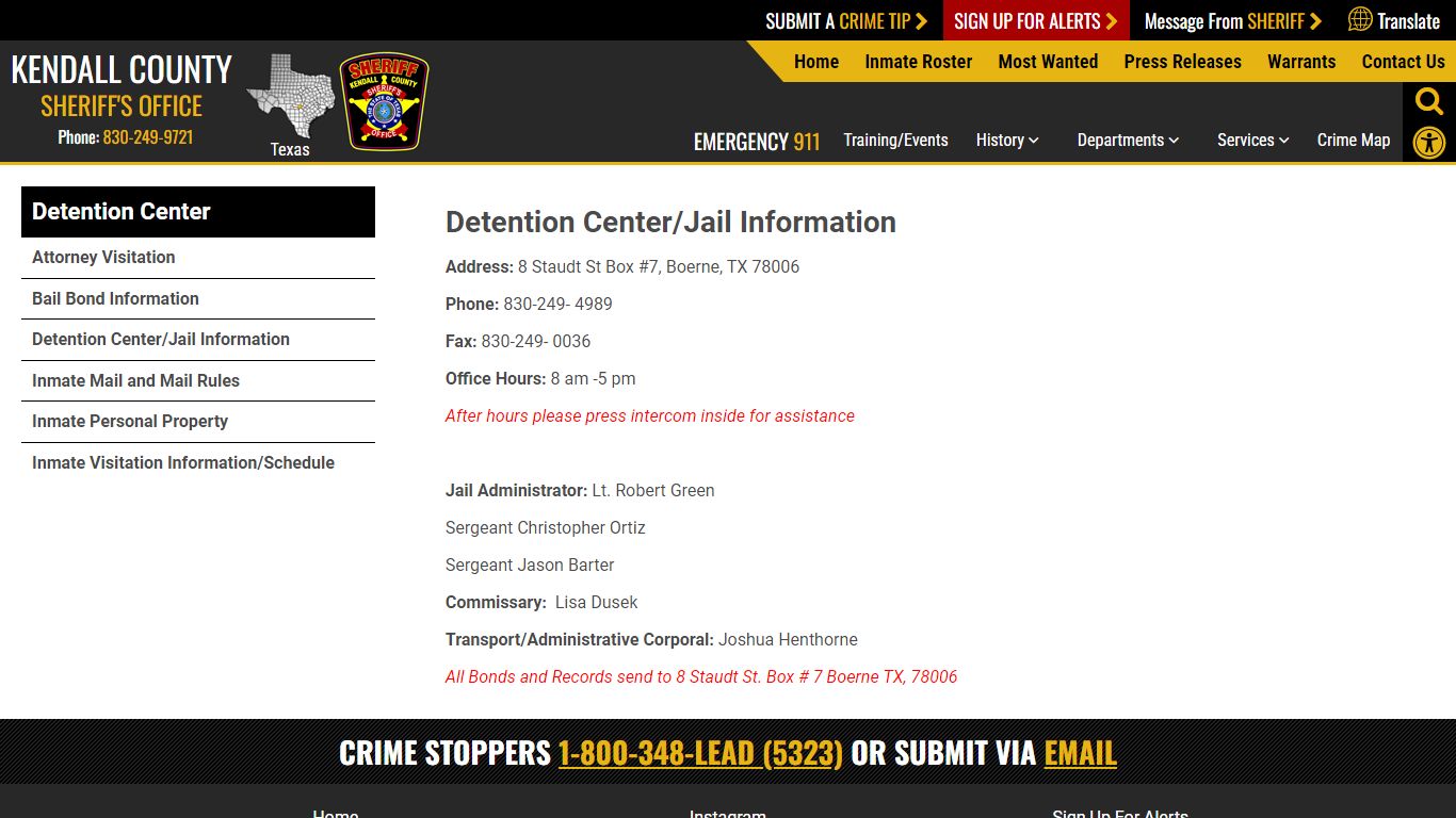 Detention Center/Jail Information | Kendall County Sheriffs Office