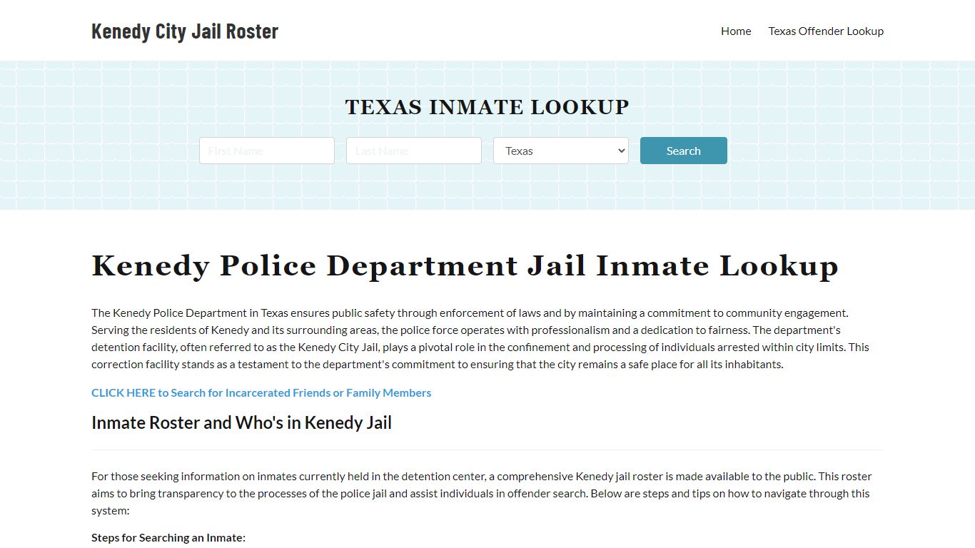 Kenedy Police Department & City Jail, TX Inmate Roster, Arrests, Mugshots