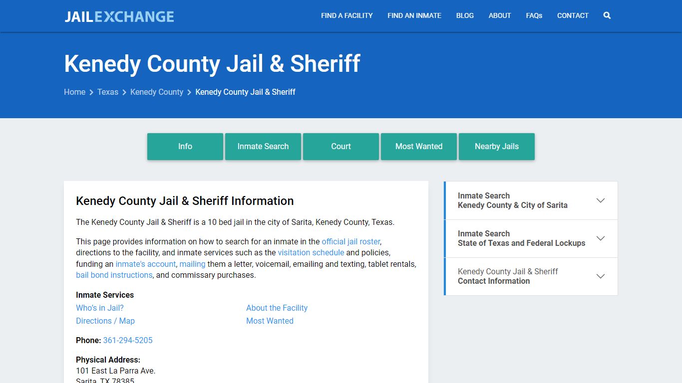 Kenedy County Jail & Sheriff, TX Inmate Search, Information