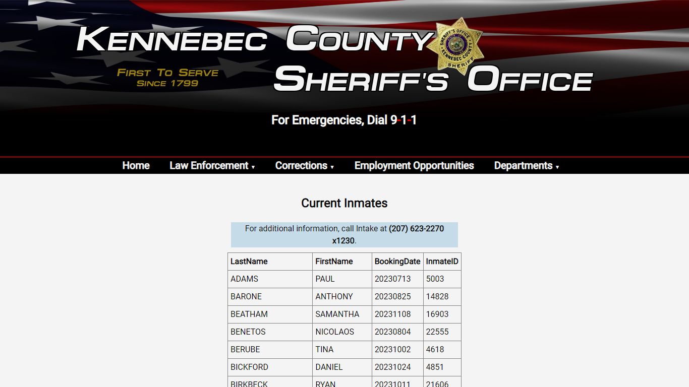 Current Inmates - Kennebec County Sheriff's Office