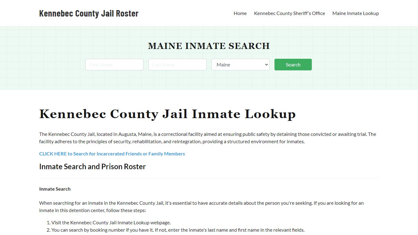 Kennebec County Jail Roster Lookup, ME, Inmate Search