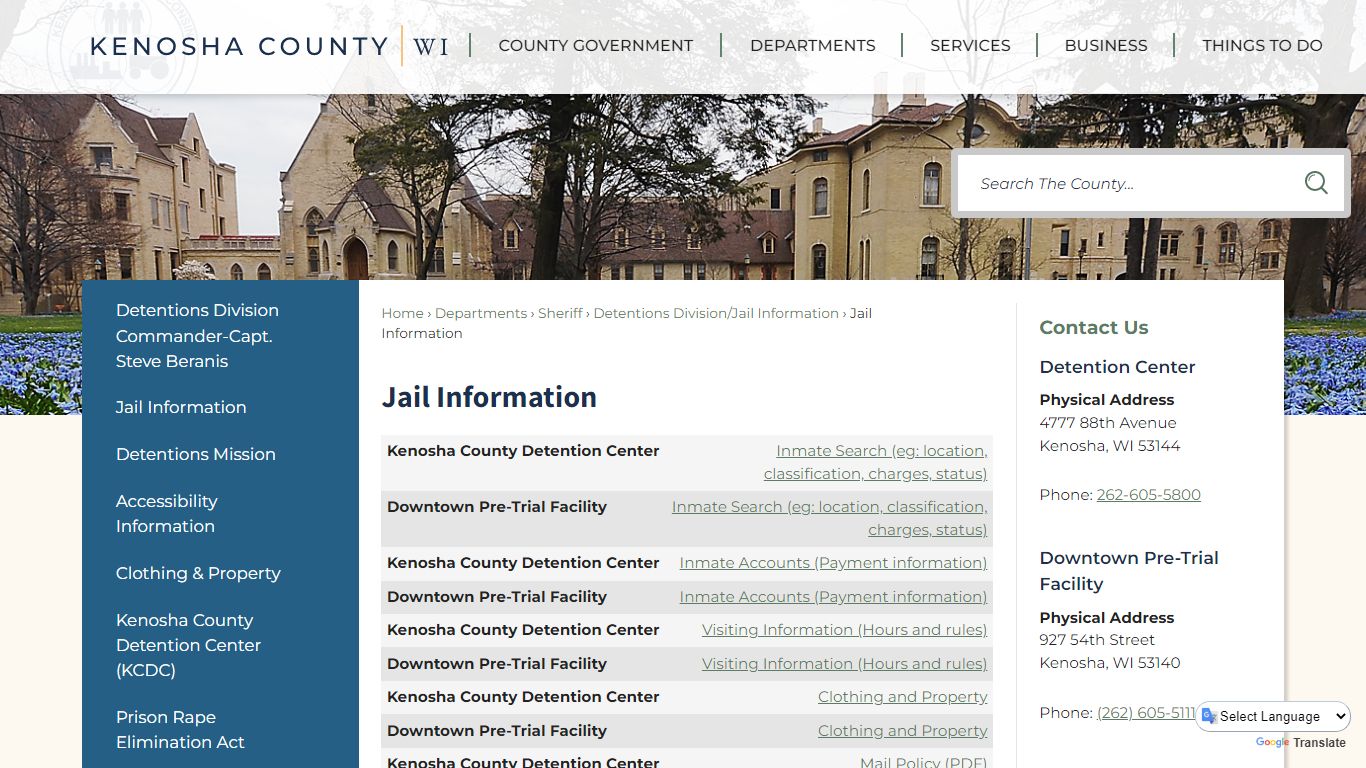 Jail Information | Kenosha County, WI - Official Website
