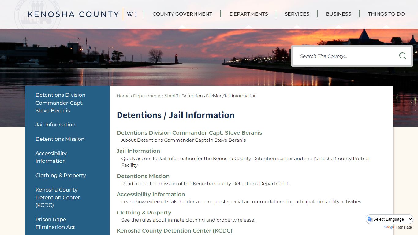 Detentions / Jail Information | Kenosha County, WI - Official Website