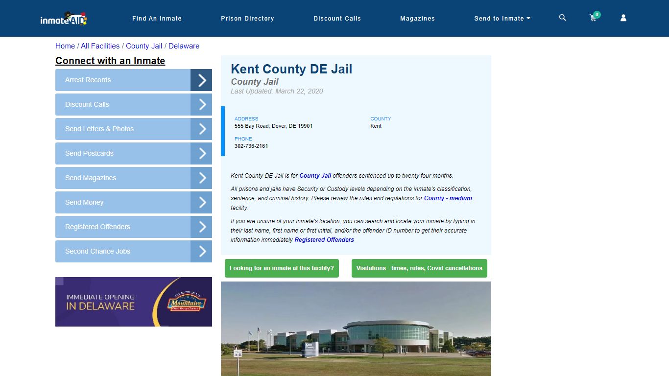 Kent County DE Jail - Inmate Locator - Dover, DE