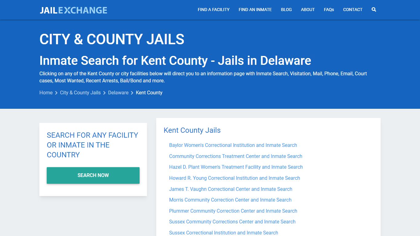 Inmate Search for Kent County | Jails in Delaware - Jail Exchange