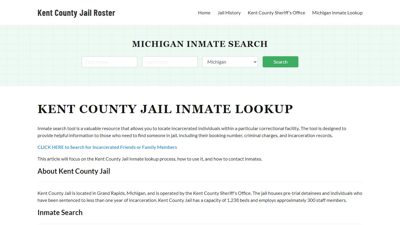 Kent County Jail Roster Lookup, MI, Inmate Search