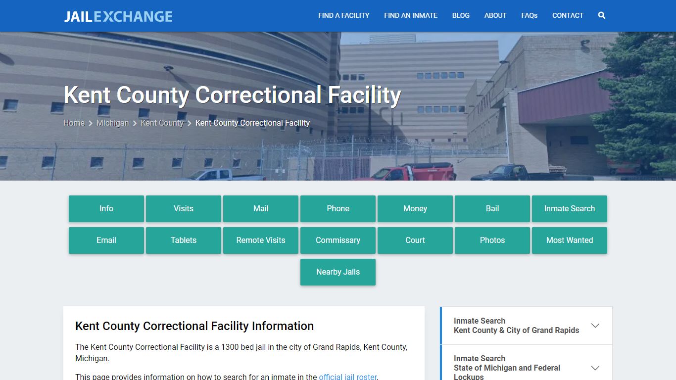 Kent County Correctional Facility, MI Inmate Search, Information