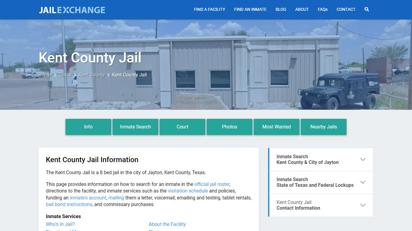 Kent County Jail, TX Inmate Search, Information