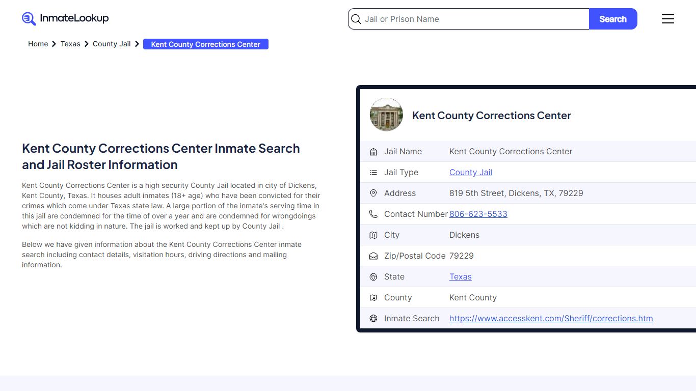 Kent County Corrections Center (TX) Inmate Search Texas - Inmate Lookup