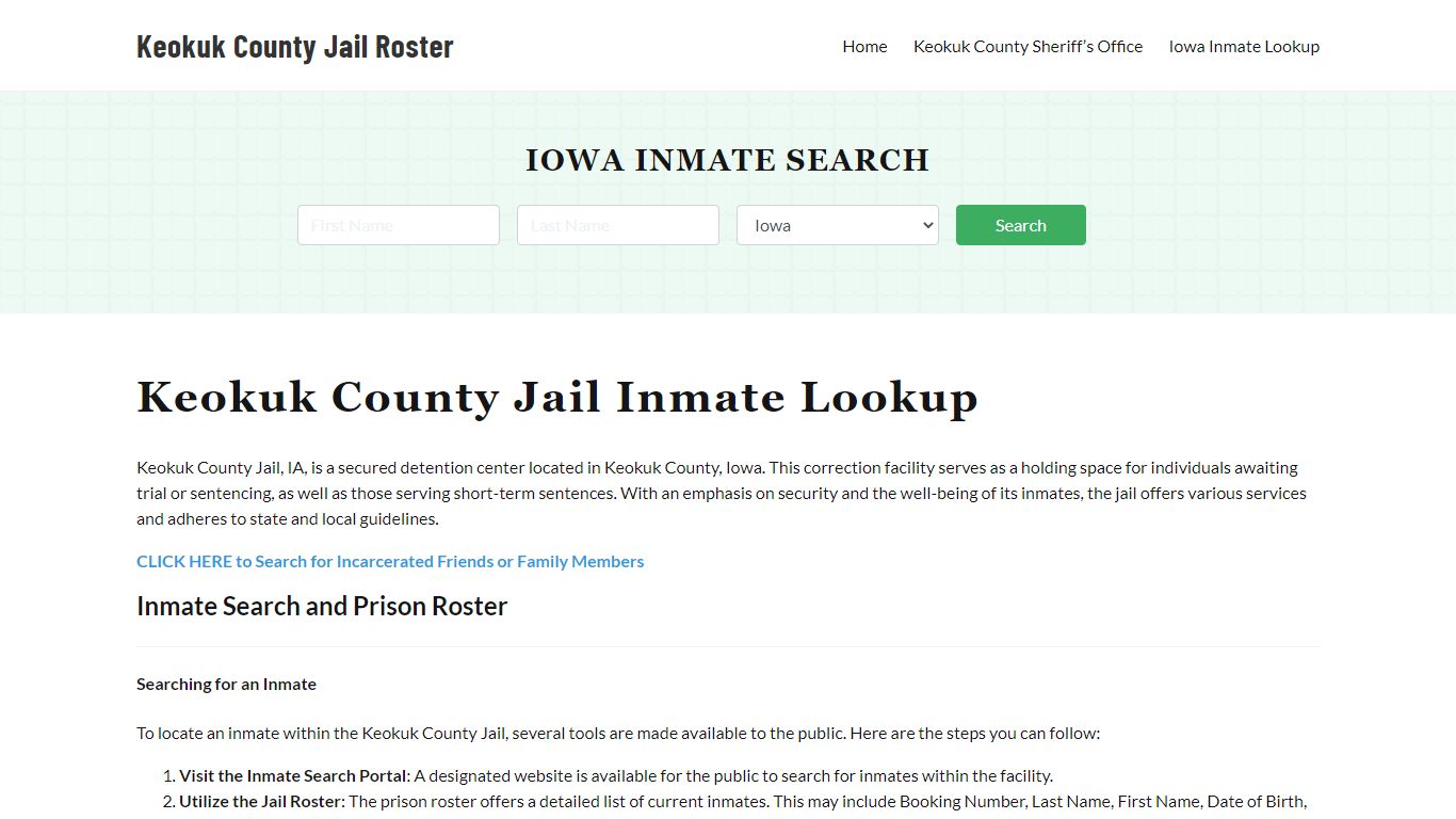Keokuk County Jail Roster Lookup, IA, Inmate Search