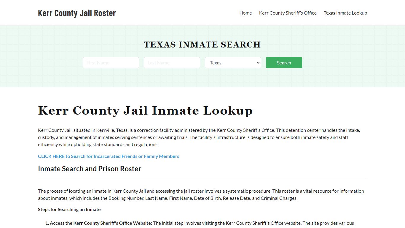 Kerr County Jail Roster Lookup, TX, Inmate Search