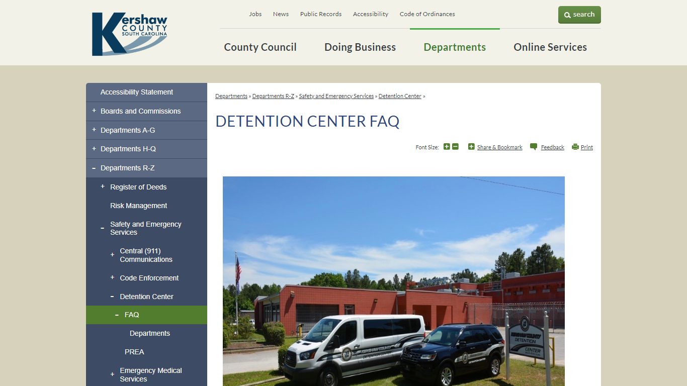 Detention Center FAQ | Kershaw County, SC