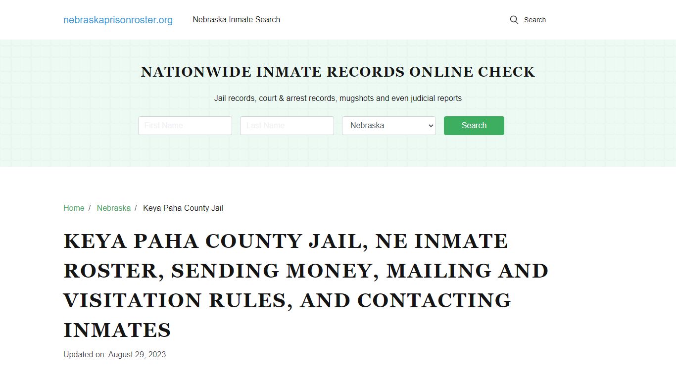 Keya Paha County Jail, NE: Offender Search, Visitations, Contact Info