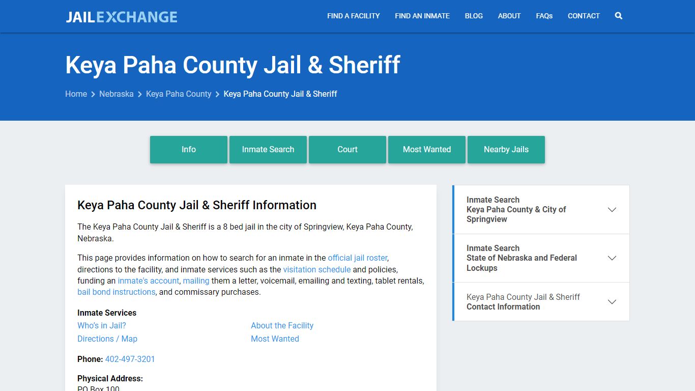 Keya Paha County Jail & Sheriff, NE Inmate Search & Services