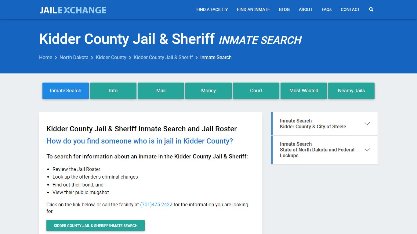Kidder County Jail & Sheriff Inmate Search - Jail Exchange