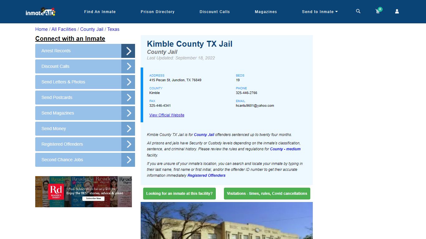 Kimble County TX Jail - Inmate Locator - Junction, TX