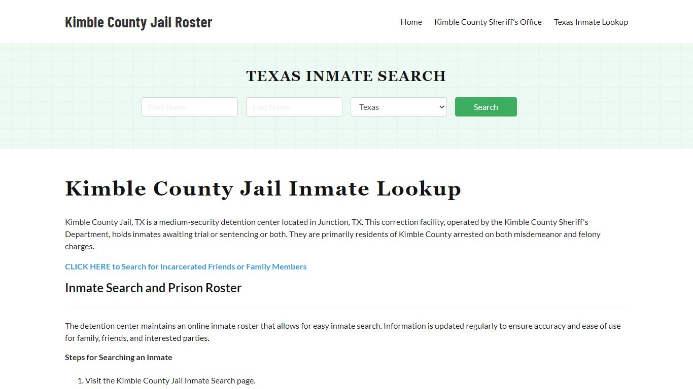 Kimble County Jail Roster Lookup, TX, Inmate Search