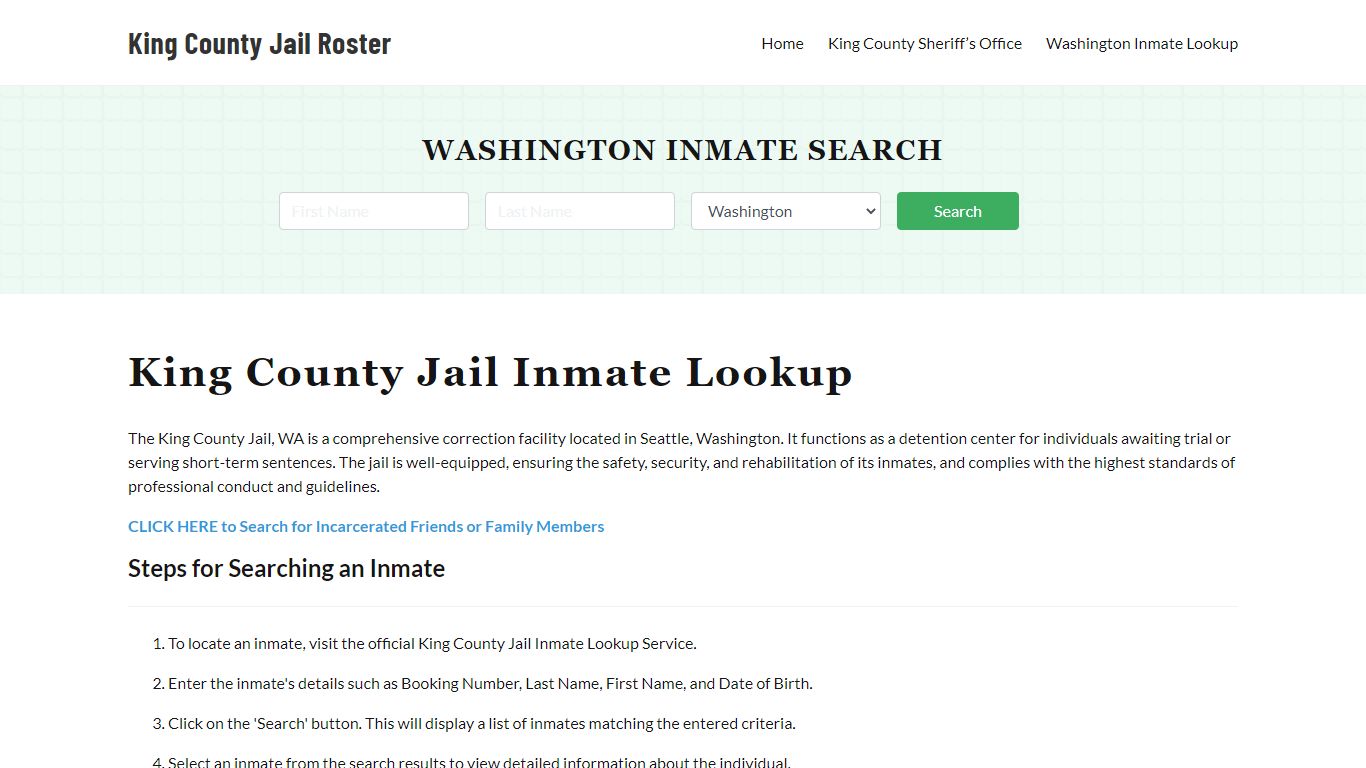 King County Jail Roster Lookup, WA, Inmate Search