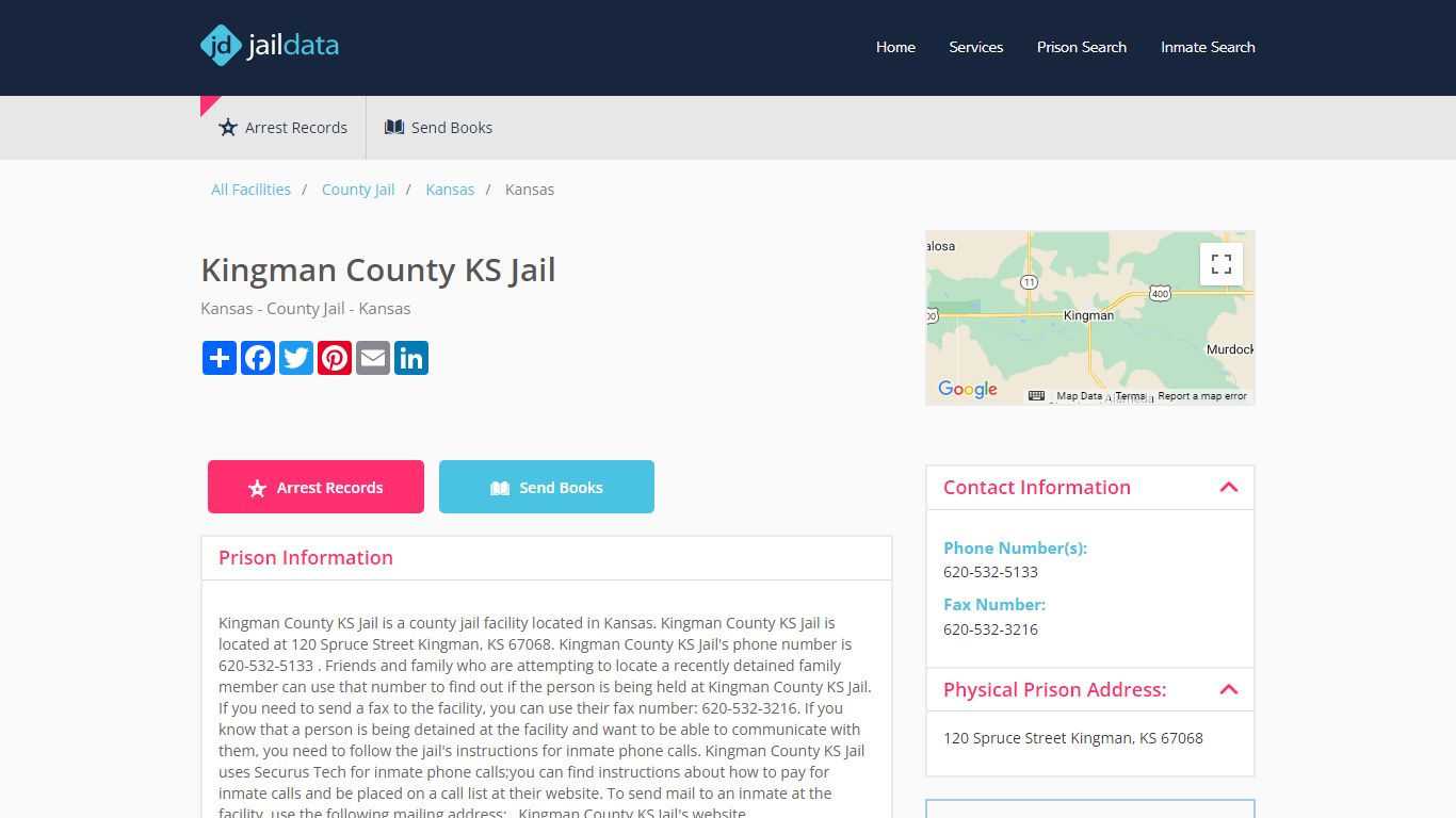 Kingman County KS Jail Inmate Search and Prisoner Info - Kingman, KS