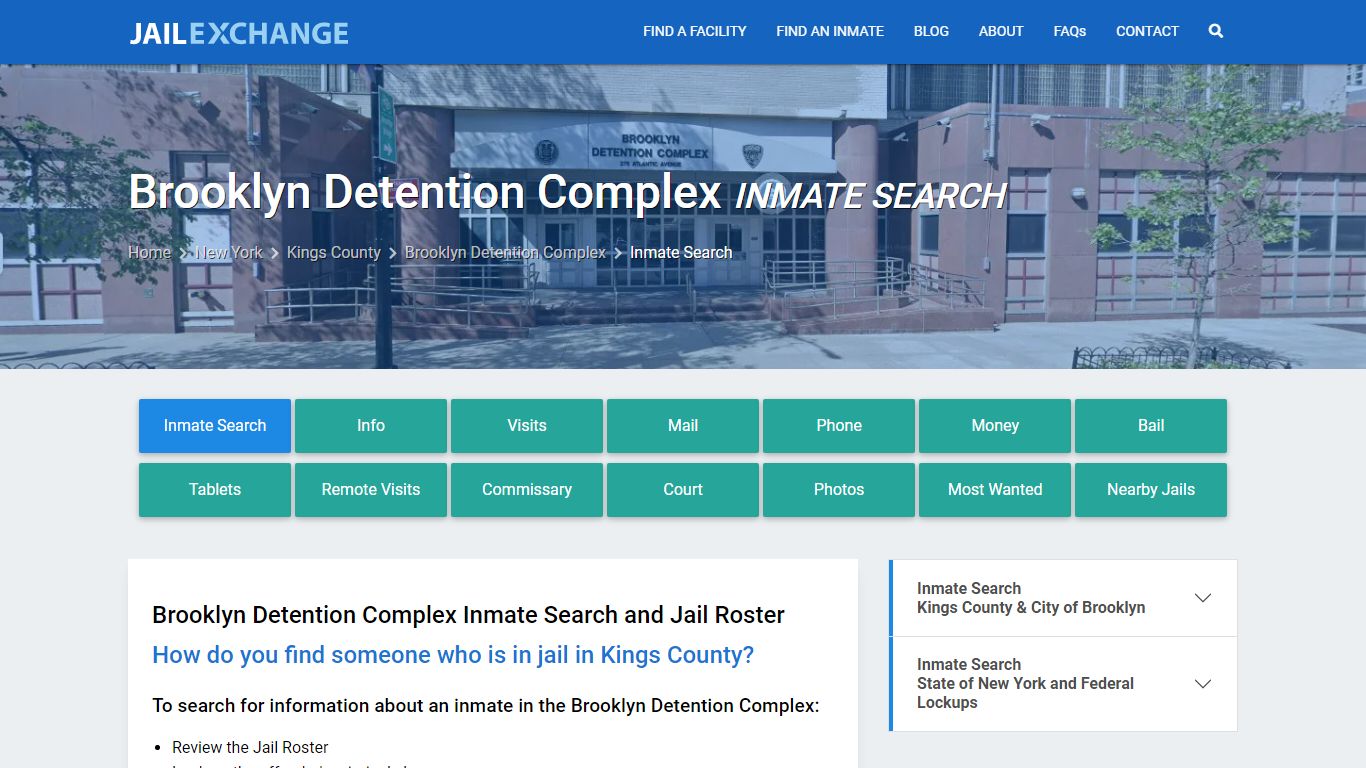 Brooklyn Detention Complex Inmate Search - Jail Exchange