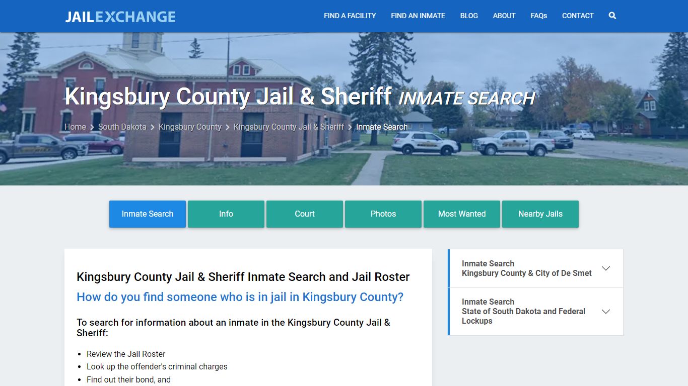 Kingsbury County Jail & Sheriff Inmate Search - Jail Exchange