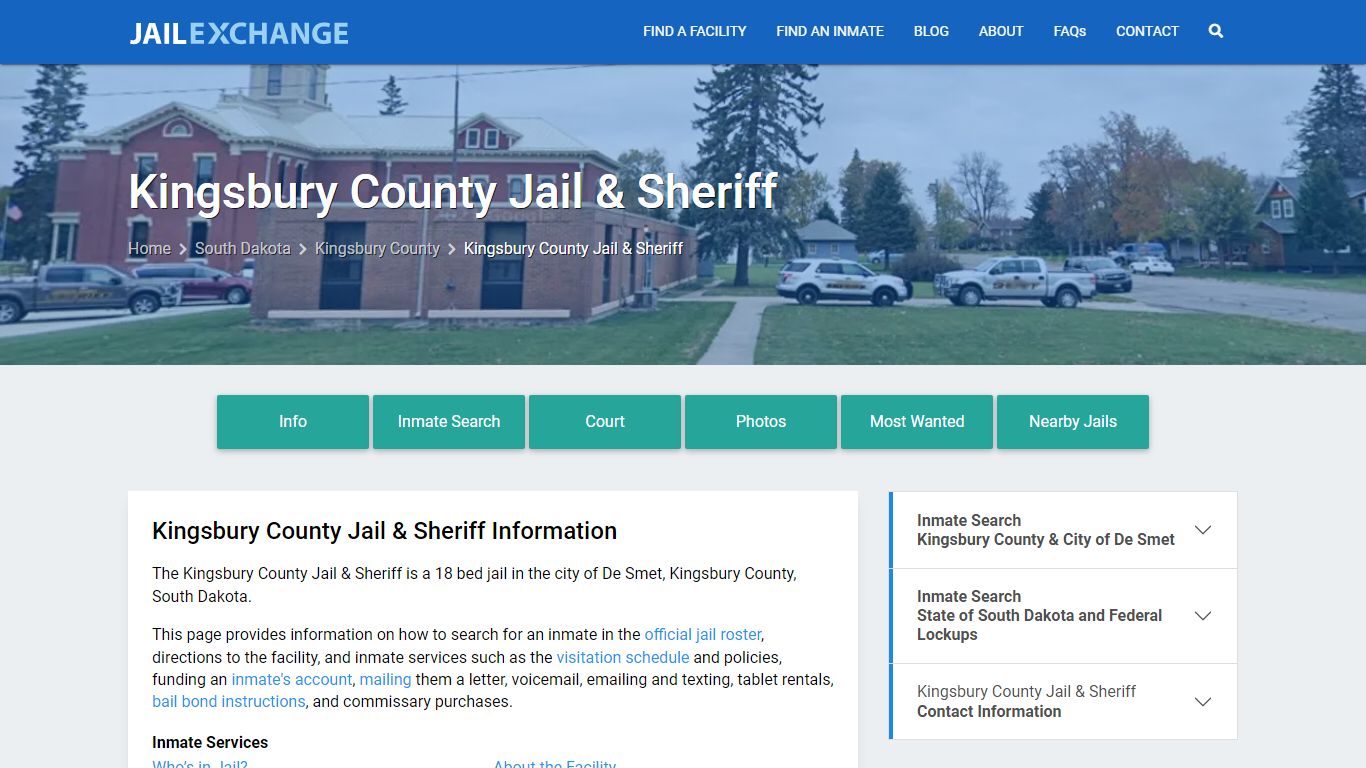 Kingsbury County Jail & Sheriff, SD Inmate Search, Information