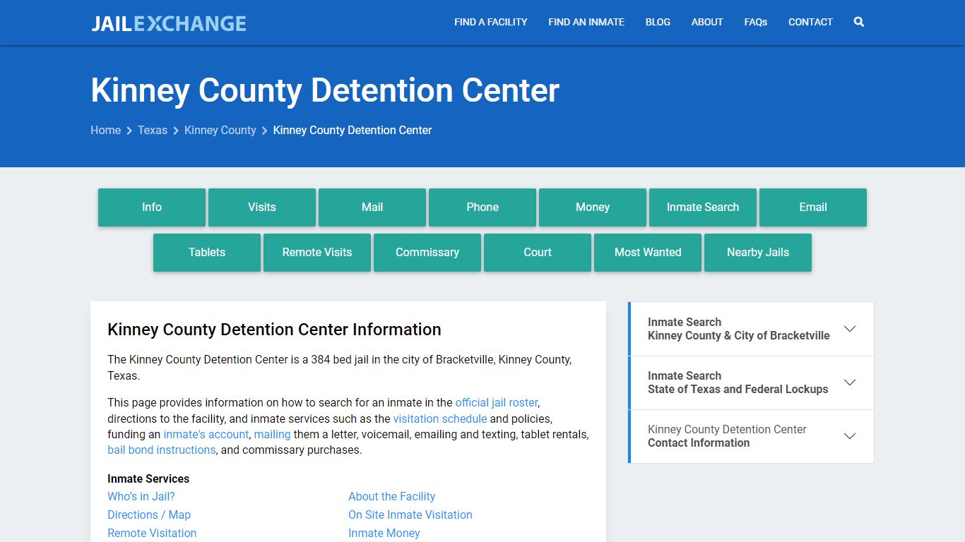Kinney County Detention Center, TX Inmate Search, Information