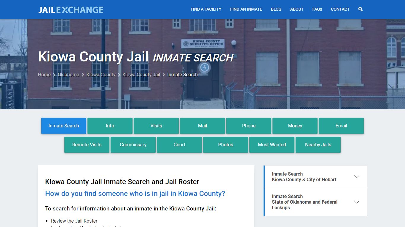 Inmate Search: Roster & Mugshots - Kiowa County Jail, OK