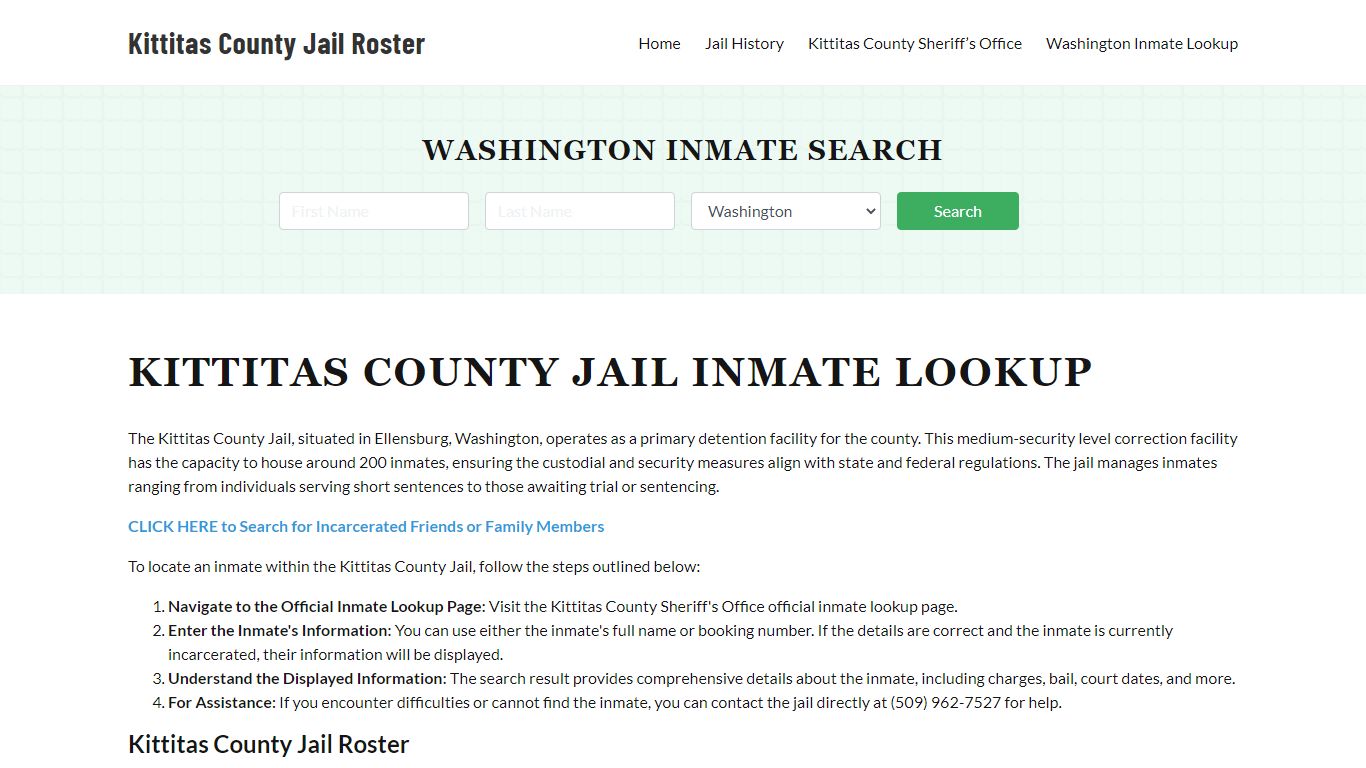 Kittitas County Jail Roster Lookup, WA, Inmate Search