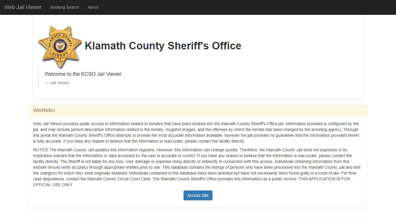 BookingSearchDetail - Web Jail Viewer - Klamath County