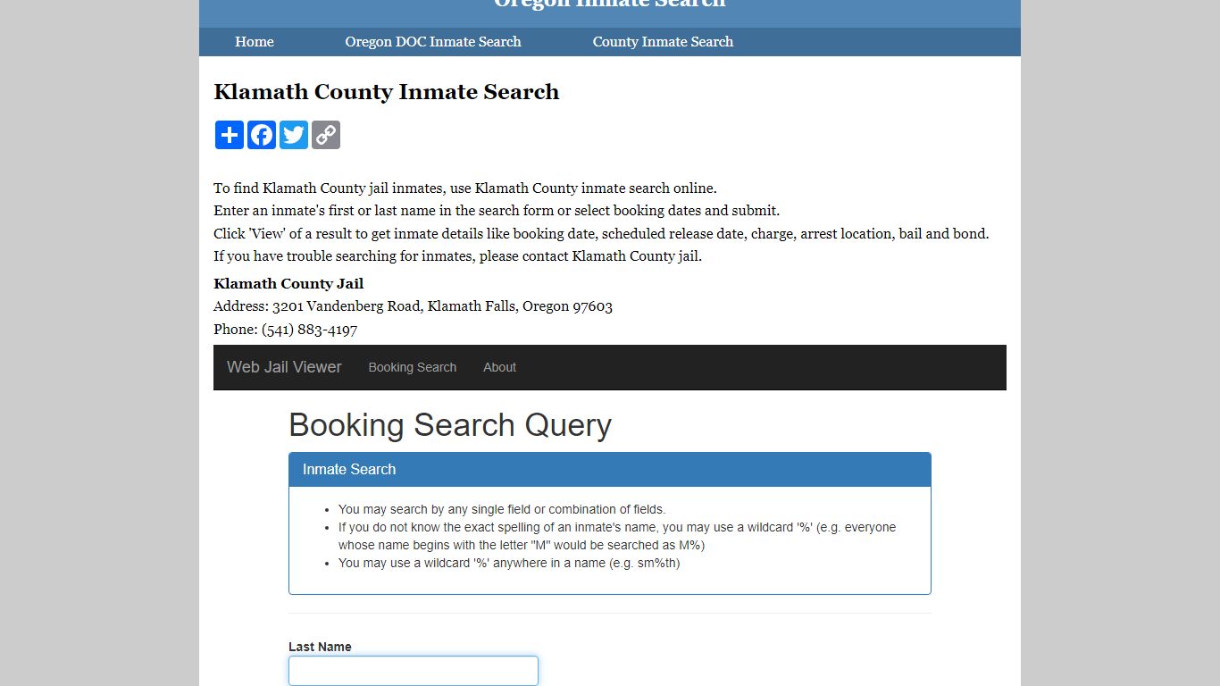 Klamath County Inmate Search