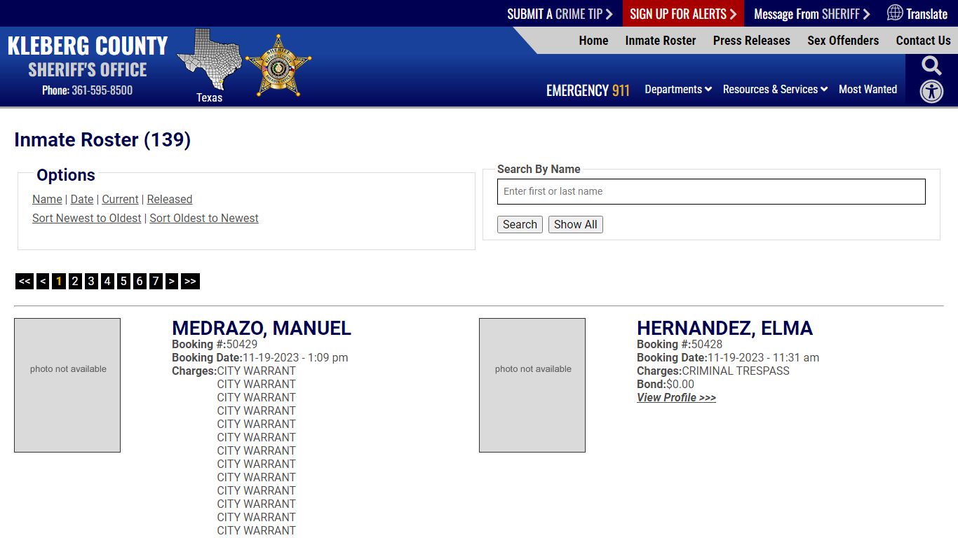 Inmate Roster - Current Inmates Booking Date Descending - Kleberg ...