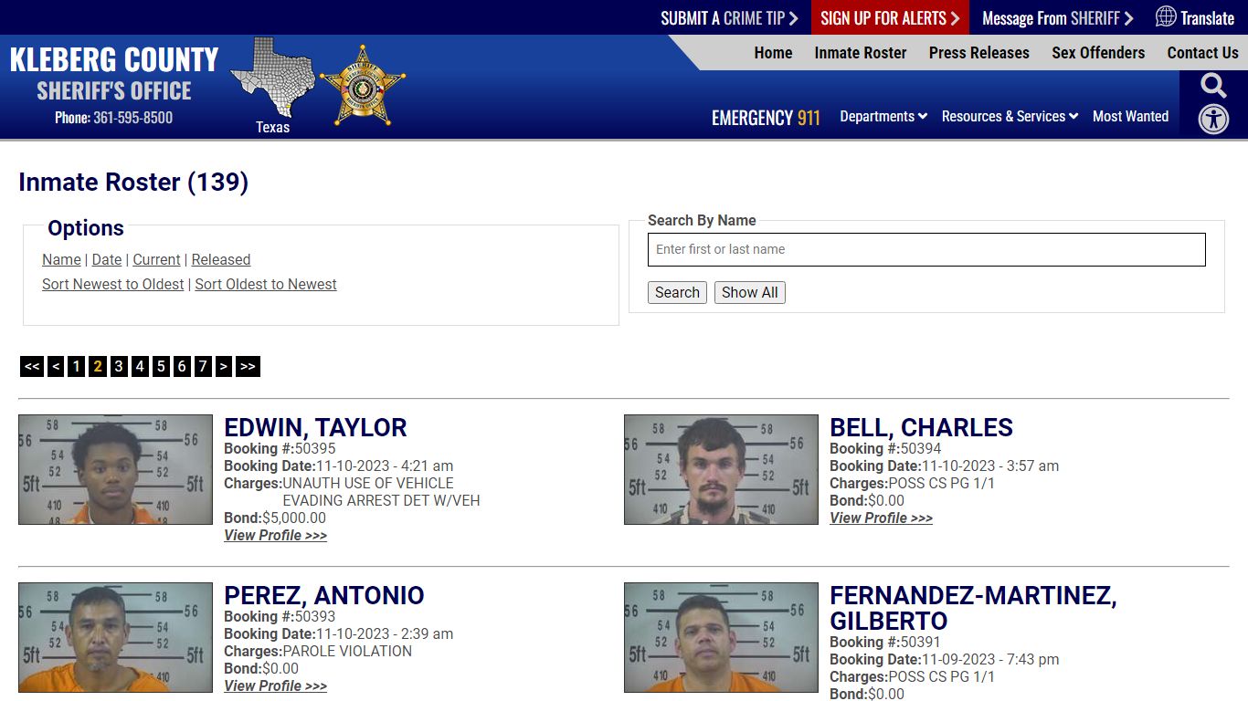 Inmate Roster - Page 2 Current Inmates Booking Date Descending ...