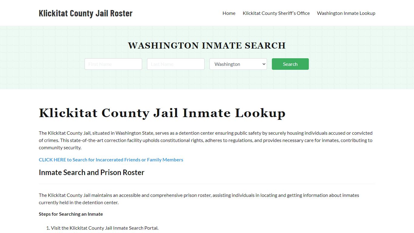 Klickitat County Jail Roster Lookup, WA, Inmate Search